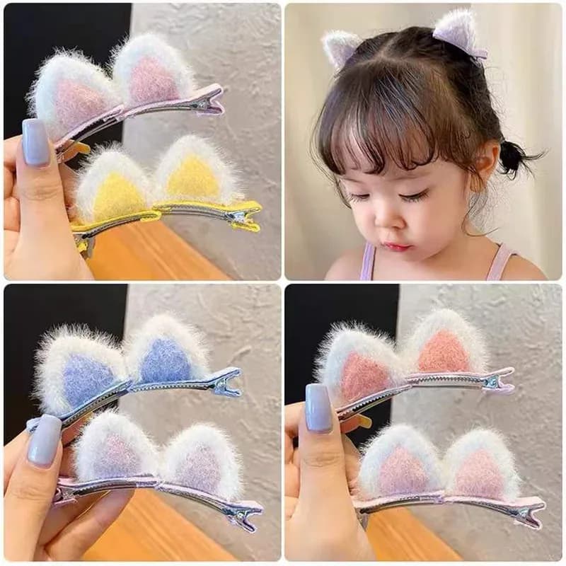 Presilha de Cabelo Infantil Orelhinhas de Gato de Pelúcia Fofas para Meninas TinySteps — imagem 1