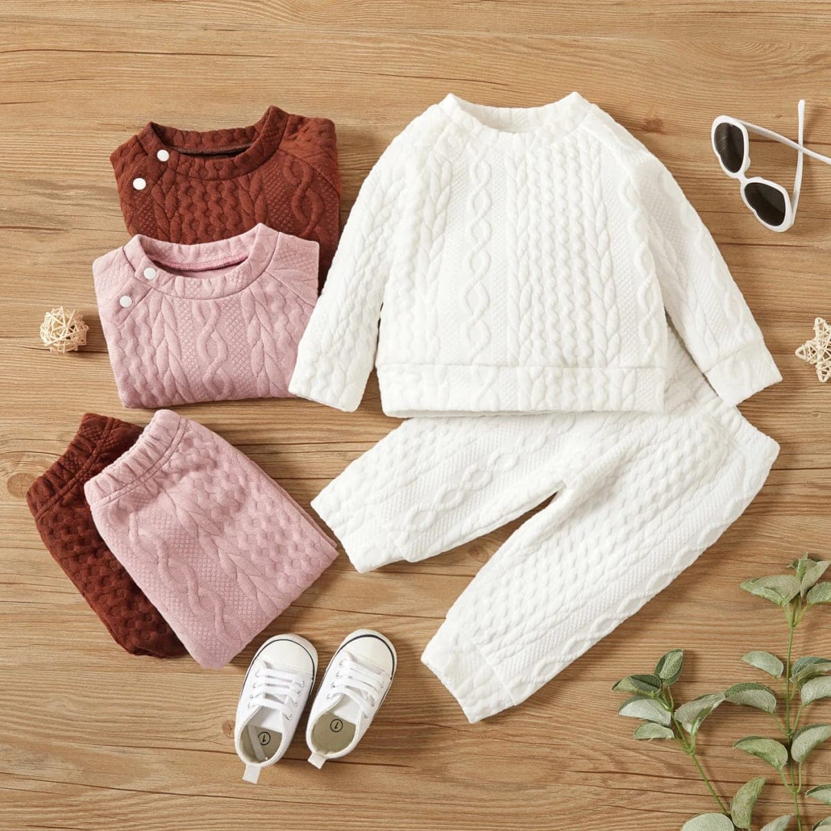 Conjunto Bebê Conforto TinySteps: Roupa de Manga Comprida para Recém-Nascidos, Cores Sólidas, Outono e Inverno