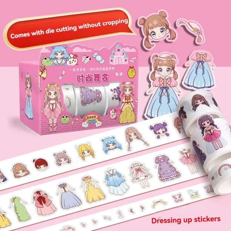 Kit Adesivos e Fitas Washi Princesas TinySteps para Decorar Roupas e Cadernos Infantis | Criatividade Mágica para Meninas — imagem 1