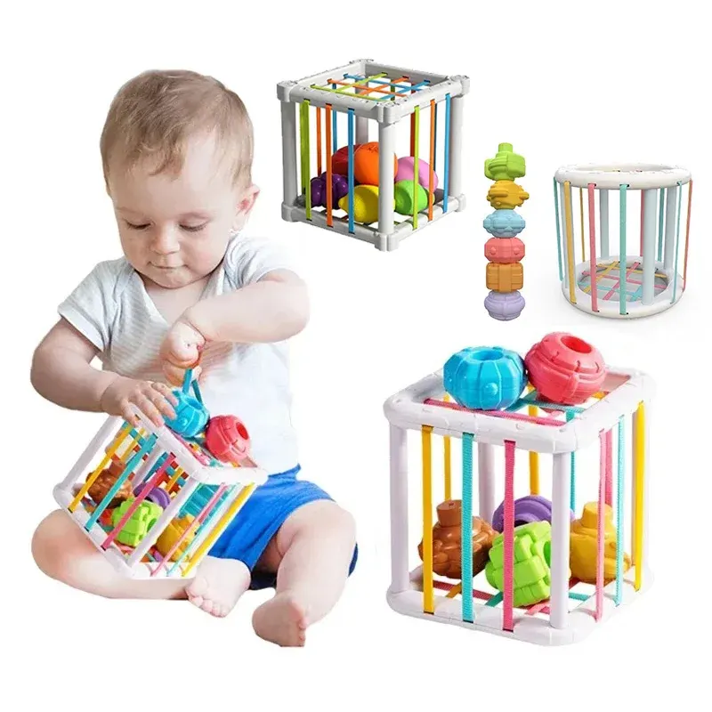 Cubo Didático Montessori para Bebês TinySteps: Brinquedo Educativo de Encaixe e Cores