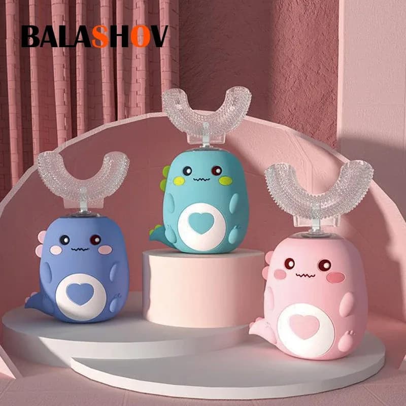 Escova de Dentes Elétrica Infantil em U 360º TinySteps Recarregável | Silicone Macio para Crianças