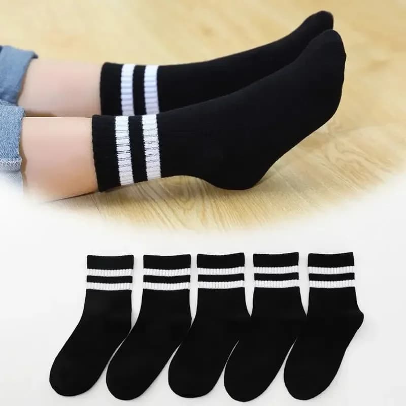 Kit 5 Pares Meias Infantis Algodão Macio Respirável TinySteps - Conforto Escolar e Casual Unissex