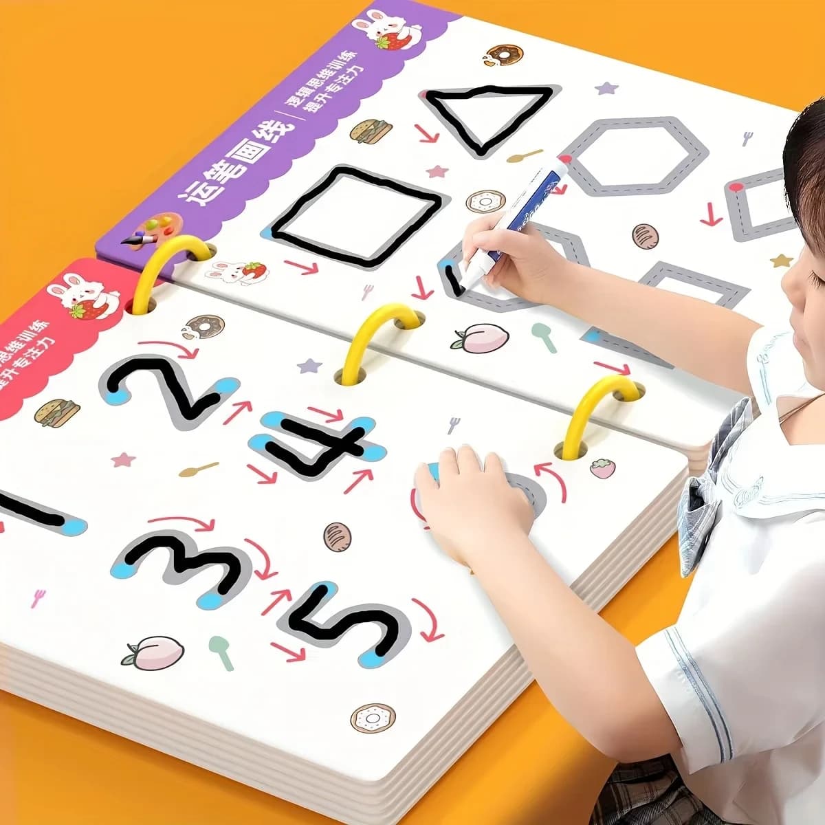 Kit Livros Mágicos Reutilizáveis TinySteps com Caneta Apagável para Escrita e Desenho Infantil — imagem 1