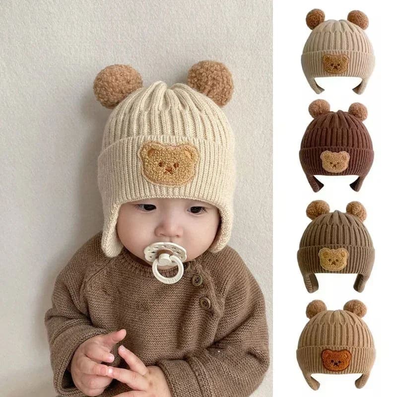 Touca Infantil Ursinho de Lã Macia para Bebês | Proteção Quentinha e Conforto no Inverno