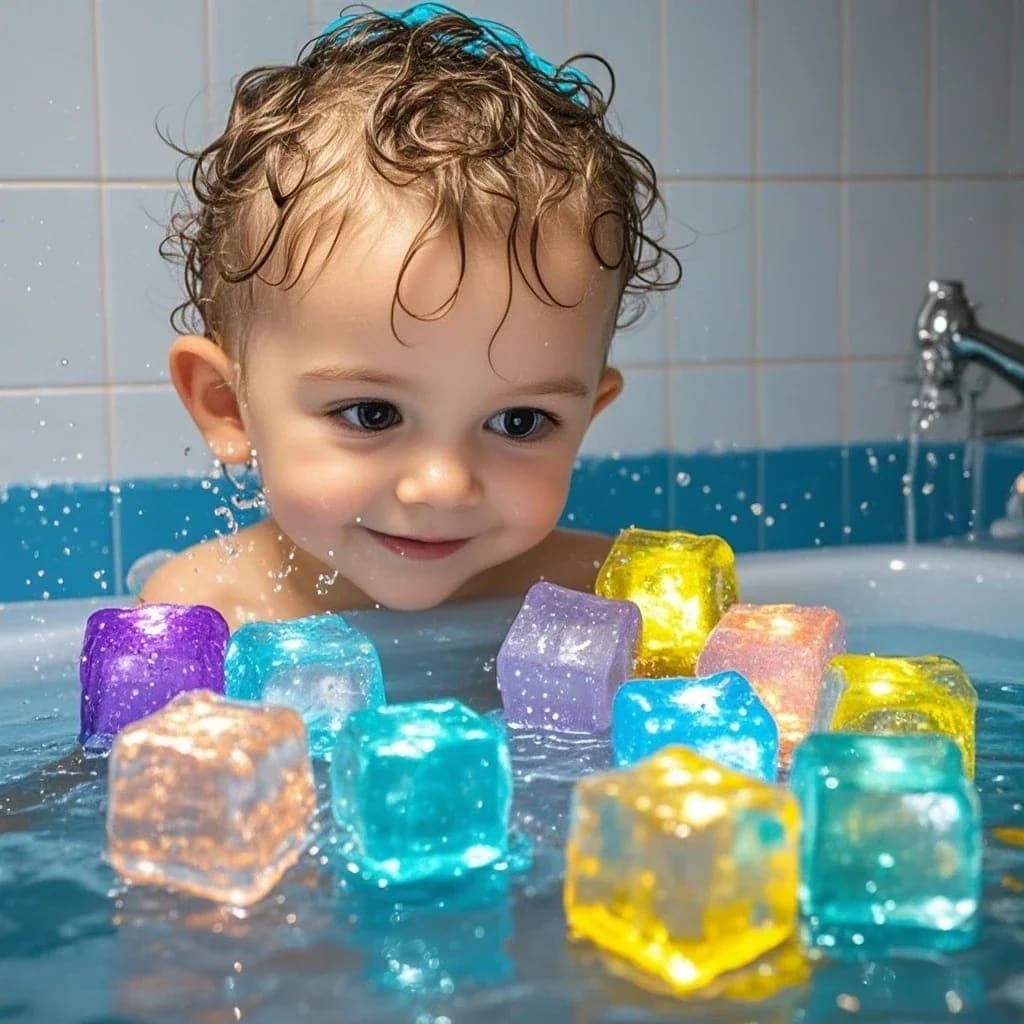 Brinquedos de Banho TinySteps com Luzes LED Coloridas para Bebês e Crianças – Kit Divertido e Seguro