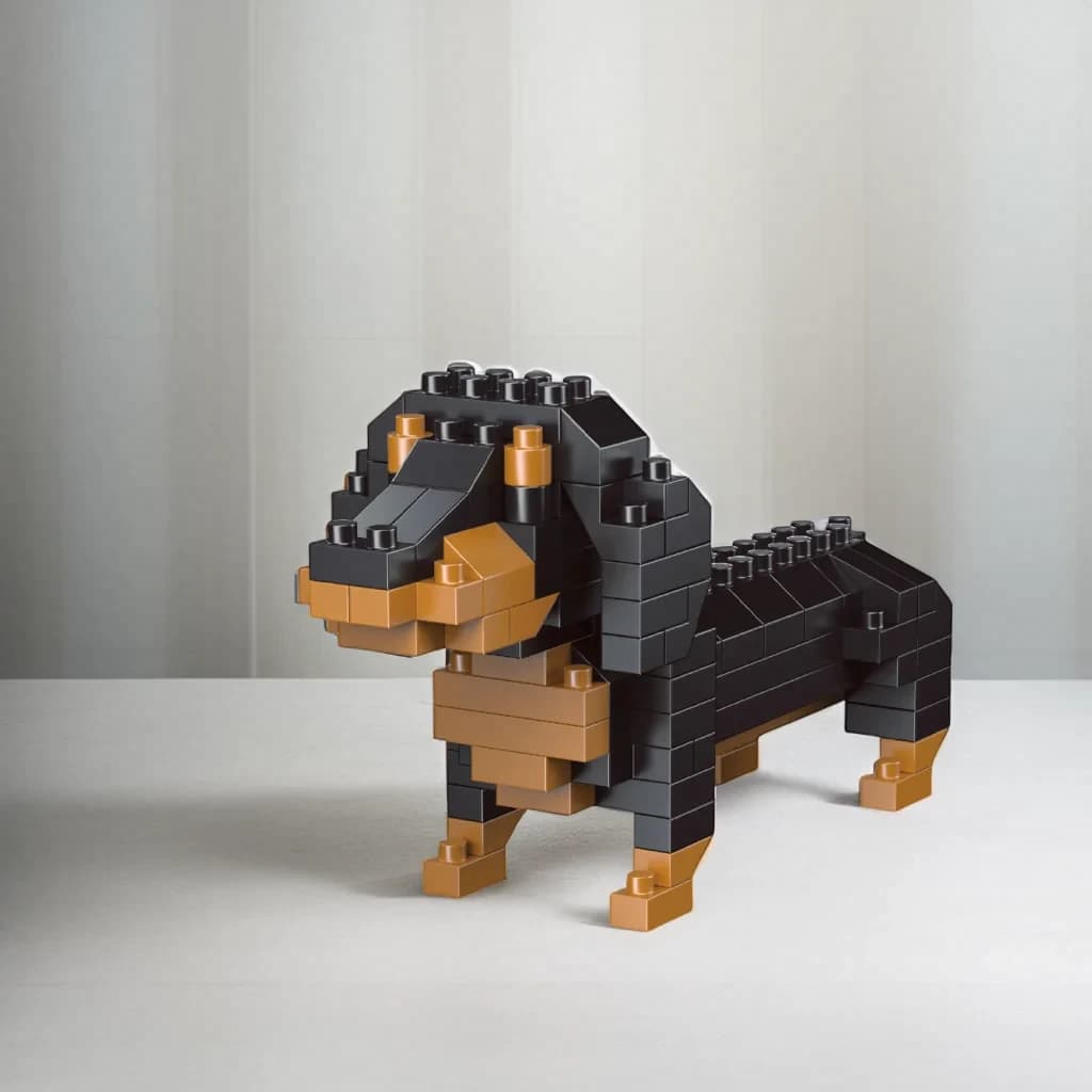 Blocos de Montar Cachorro Dachshund TinySteps: Construção Detalhada e Diversão para Crianças