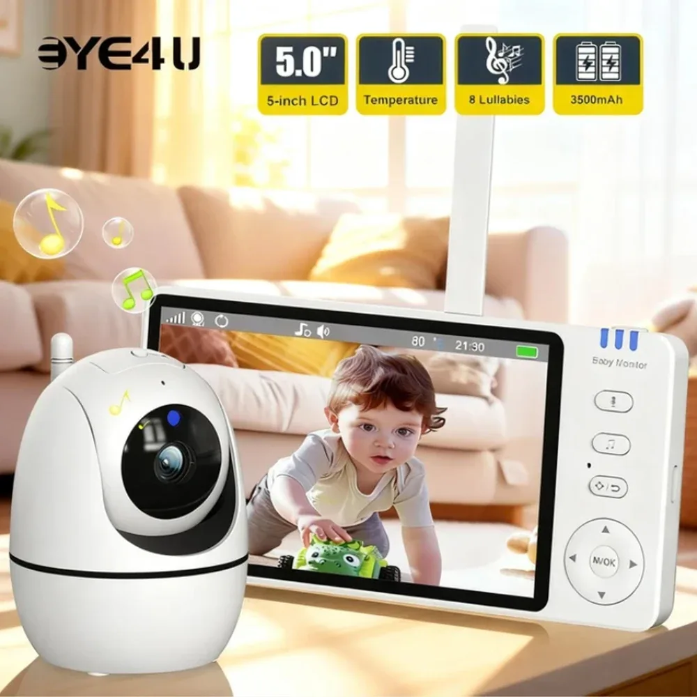 Monitor de Bebê TinySteps 5" com Câmera PTZ Zoom e Visão Noturna – Segurança e Conforto para o seu Pequeno — imagem 1