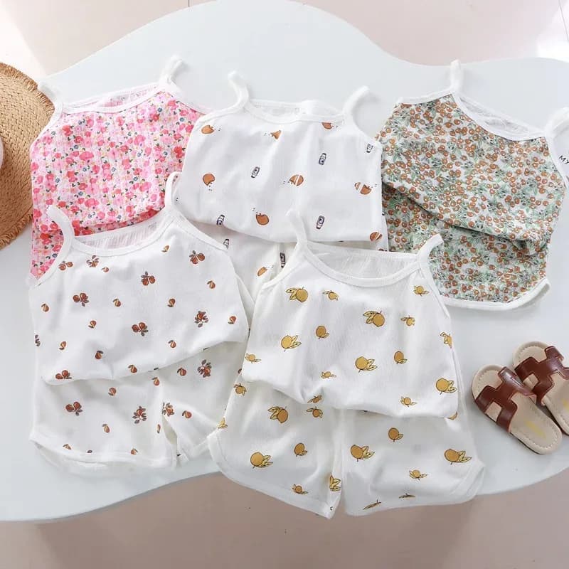 Conjunto Infantil Menina Verão Blusa Sem Mangas e Shorts Algodão Confortável TinySteps