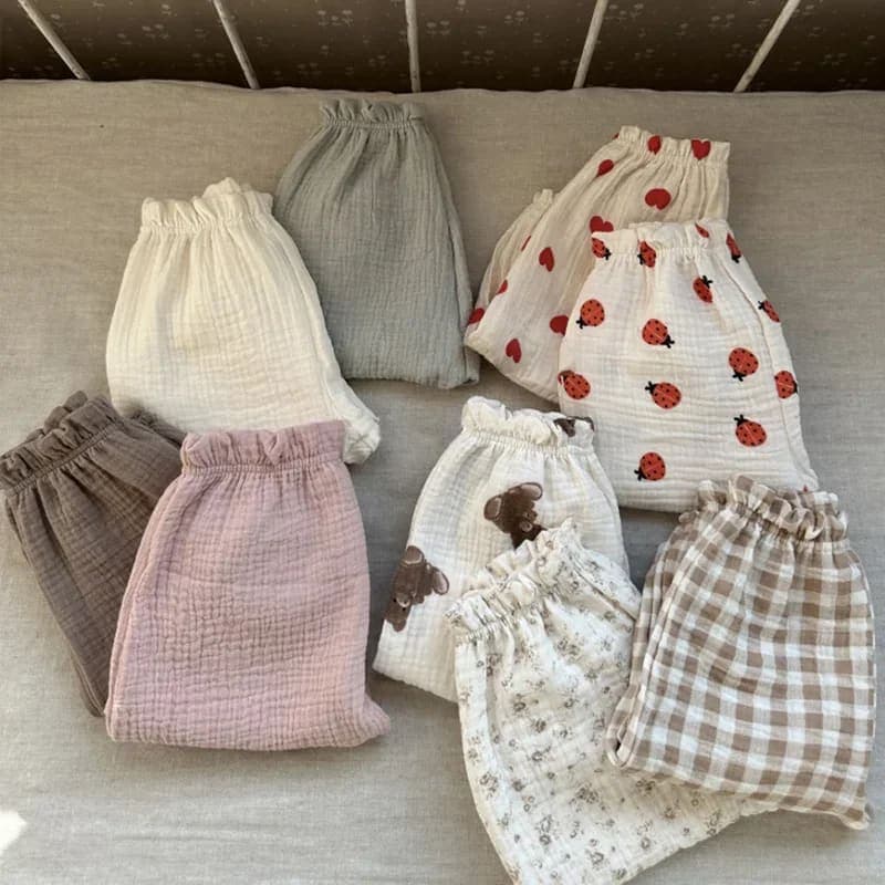 Calça Infantil Bebê Unissex Floral Ursinhos Anti-Mosquito Algodão e Linho TinySteps