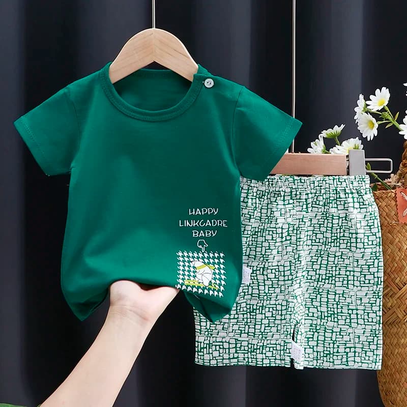 Conjunto Infantil Verão Algodão Personagens TinySteps - Camiseta e Shorts para Bebês Meninos e Meninas
